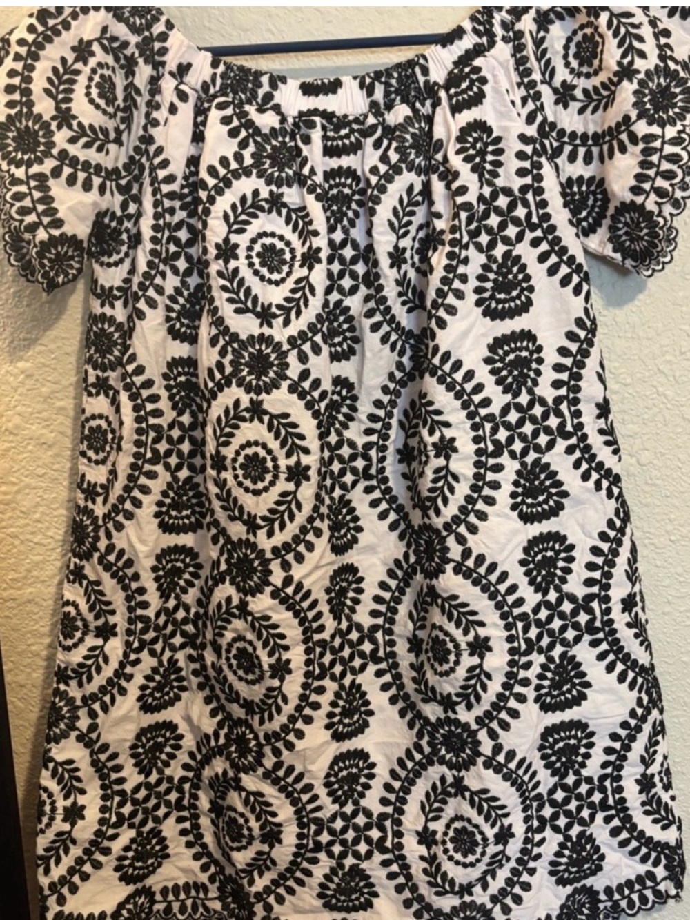 Entro Small Black and White Mini Off Shoulder Dress